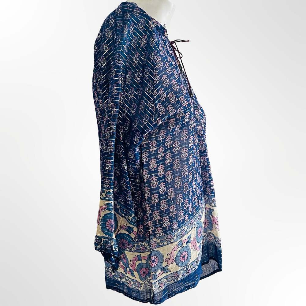 Joie Navy Blue Purple Flowy Floral Silk Boho Blouse Top Size S - Picture 2 of 7